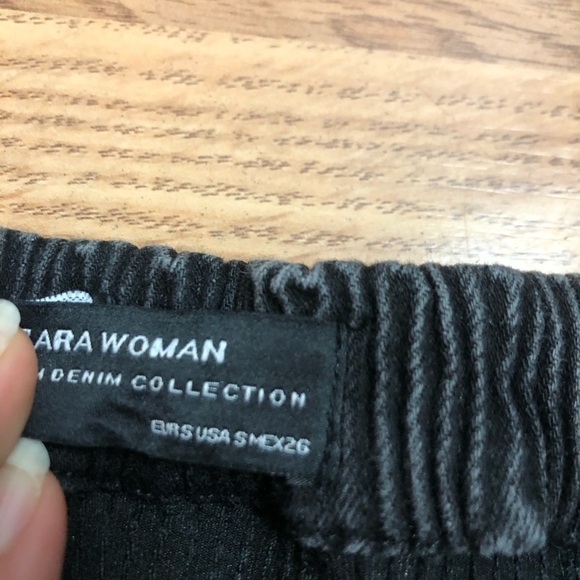 Zara Denim Off The Shoulder Grey Ruffle Top S - Picture 3 of 4